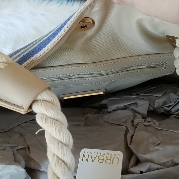 🇺🇲Urban Expressions Blue/White Flamingo Summer Tote, bag, carryall, beach - Picture 5 of 8